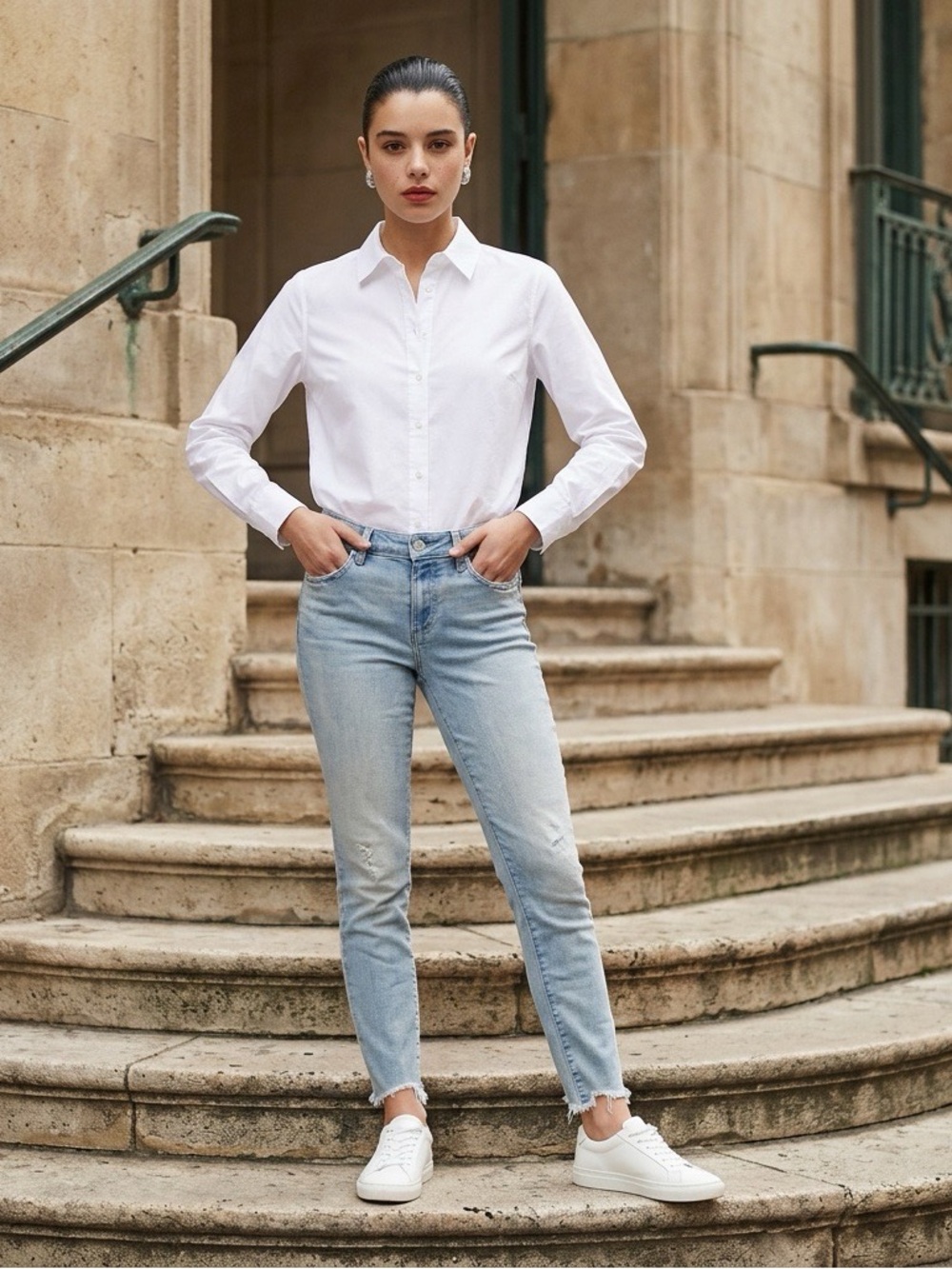 Paige Verdugo Crop Ankle Raw Hem Light Blue Wash Jeans Women’s Size 27